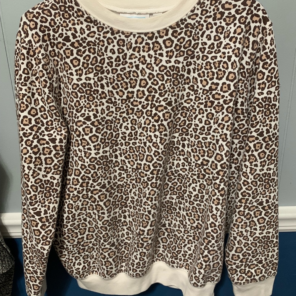 Vintage Leopard Print Women's Crewneck Collar Sweatshirt